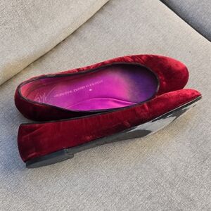 Giuseppe Zanotti Red Velvet Ballet Flats
